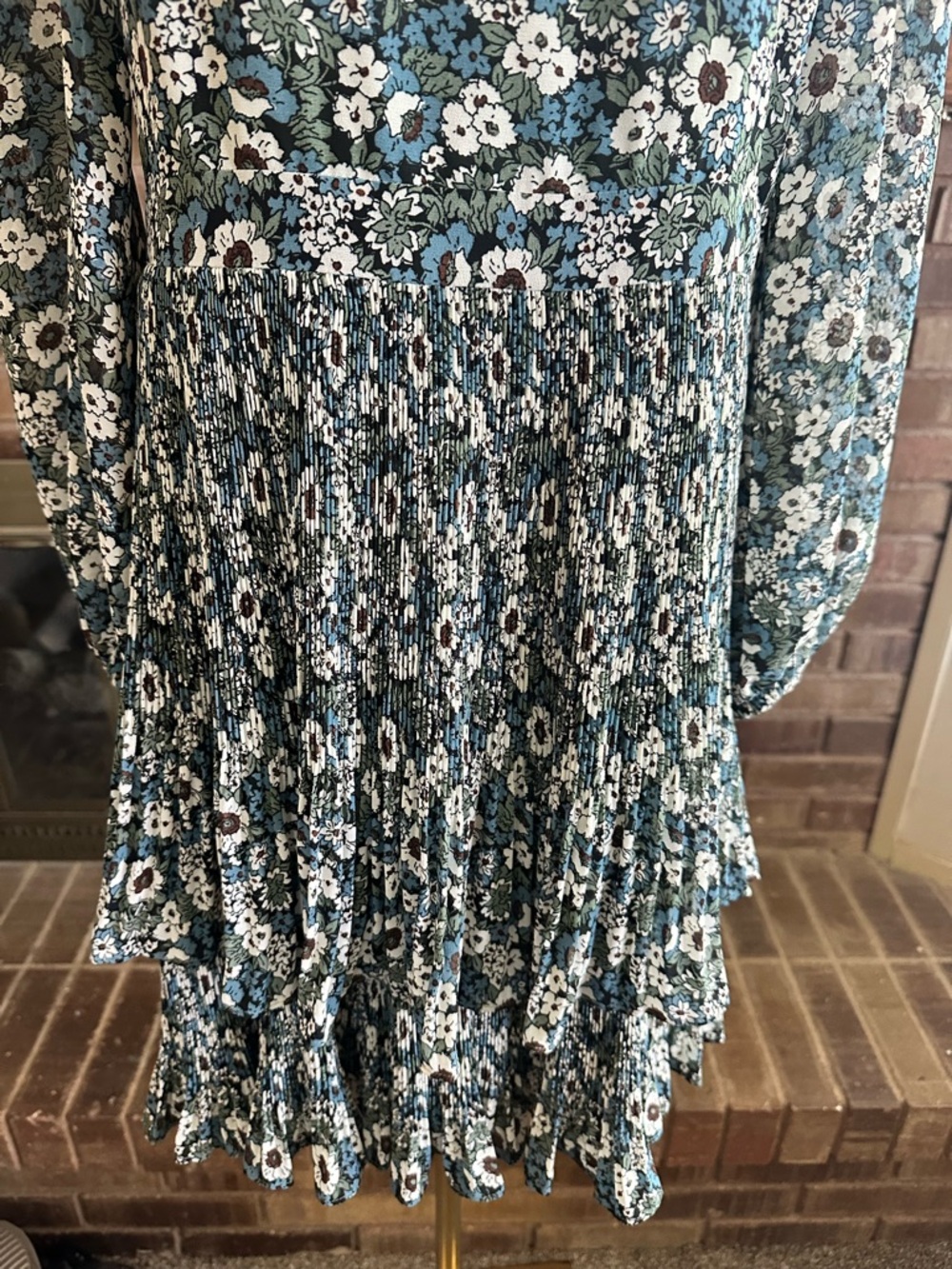 Boden Floral Micro Pleat Tiered Long Sleeve Dress Cottagecore Whimsical Elegant* - Picture 4 of 9